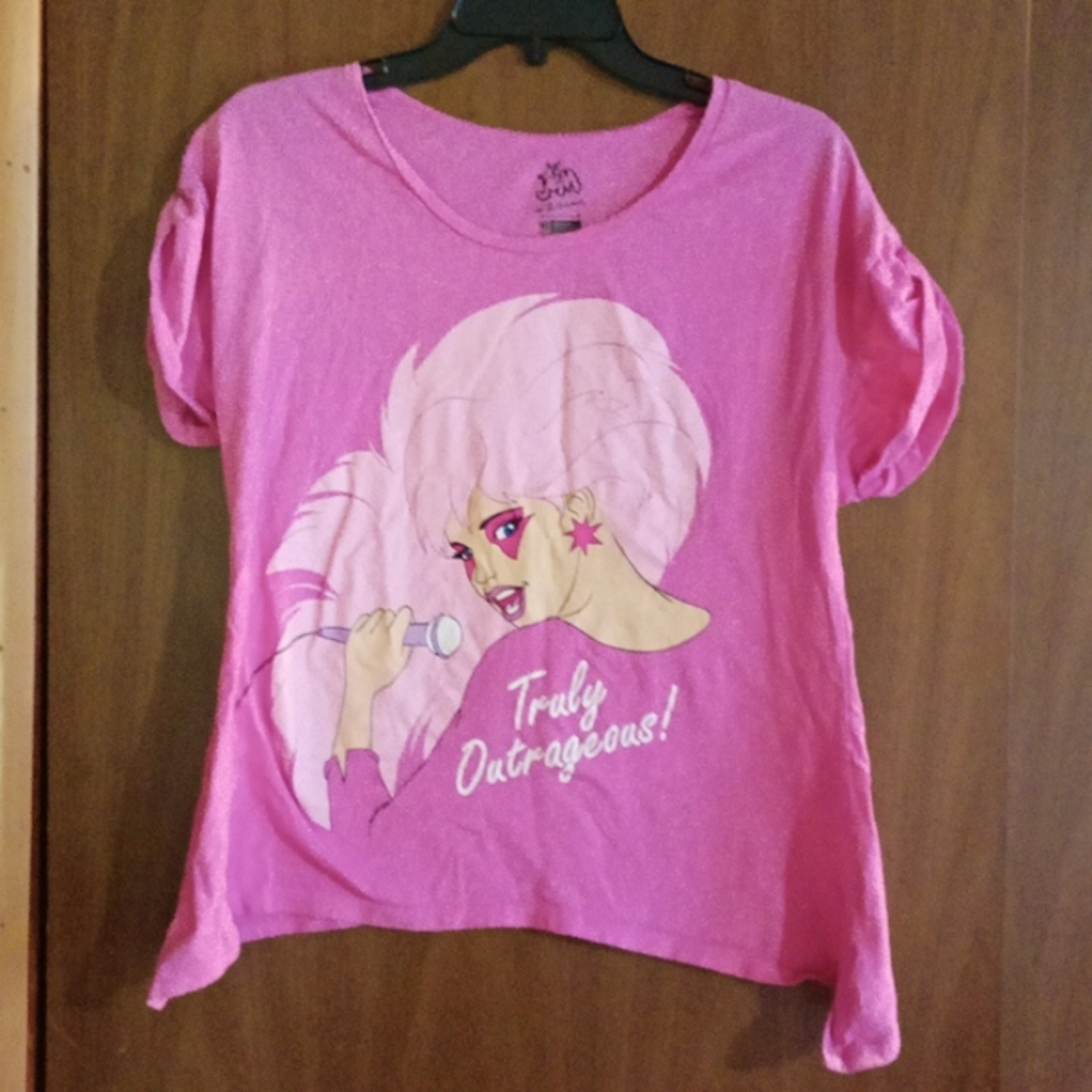 BRIEFLY STATED GEM & the HOLOGRAMS Pink T-Shirt with Cartoon Print Size Large - Picture 1 of 4